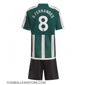 Manchester United Bruno Fernandes #8 Replik Auswärtstrikot Kinder 2023-24 Kurzarm (+ Kurze Hosen)
